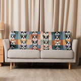 Pop Art Style Colored Boston Terriers Modern Tiles Pattern Sherpa Blanket .