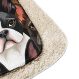 Boston Terrier Dogs Crowd Sherpa Blanket .