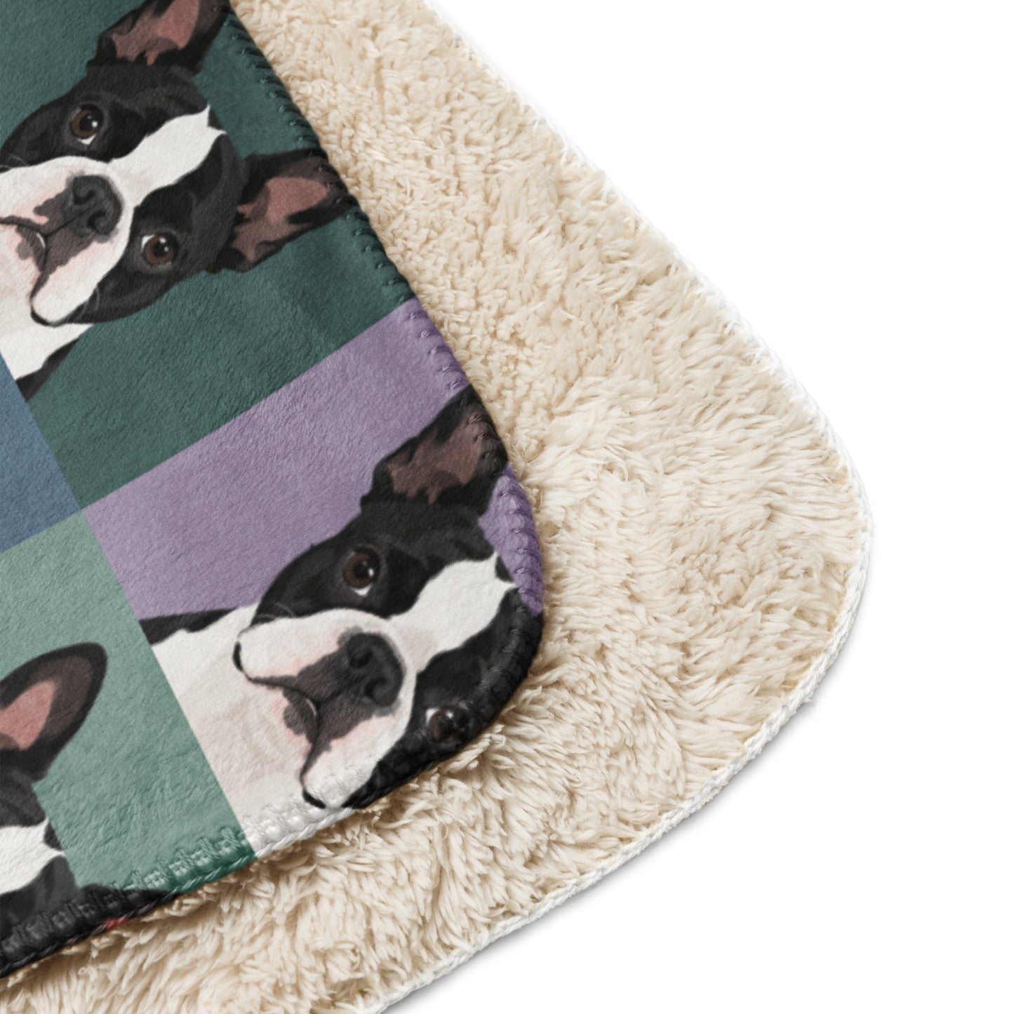 Pop Art Style Colored Boston Terriers Modern Tiles Pattern Sherpa Blanket .