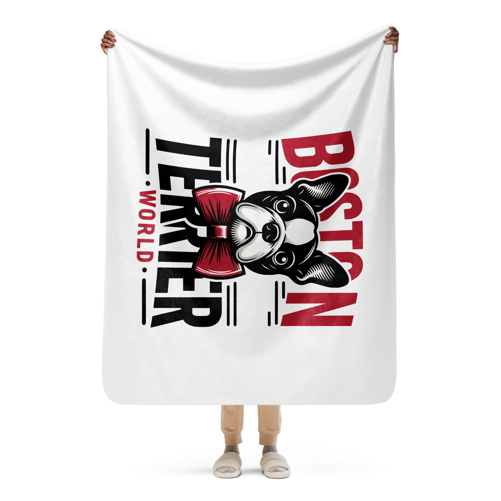 Boston Terrier World Sherpa Blanket