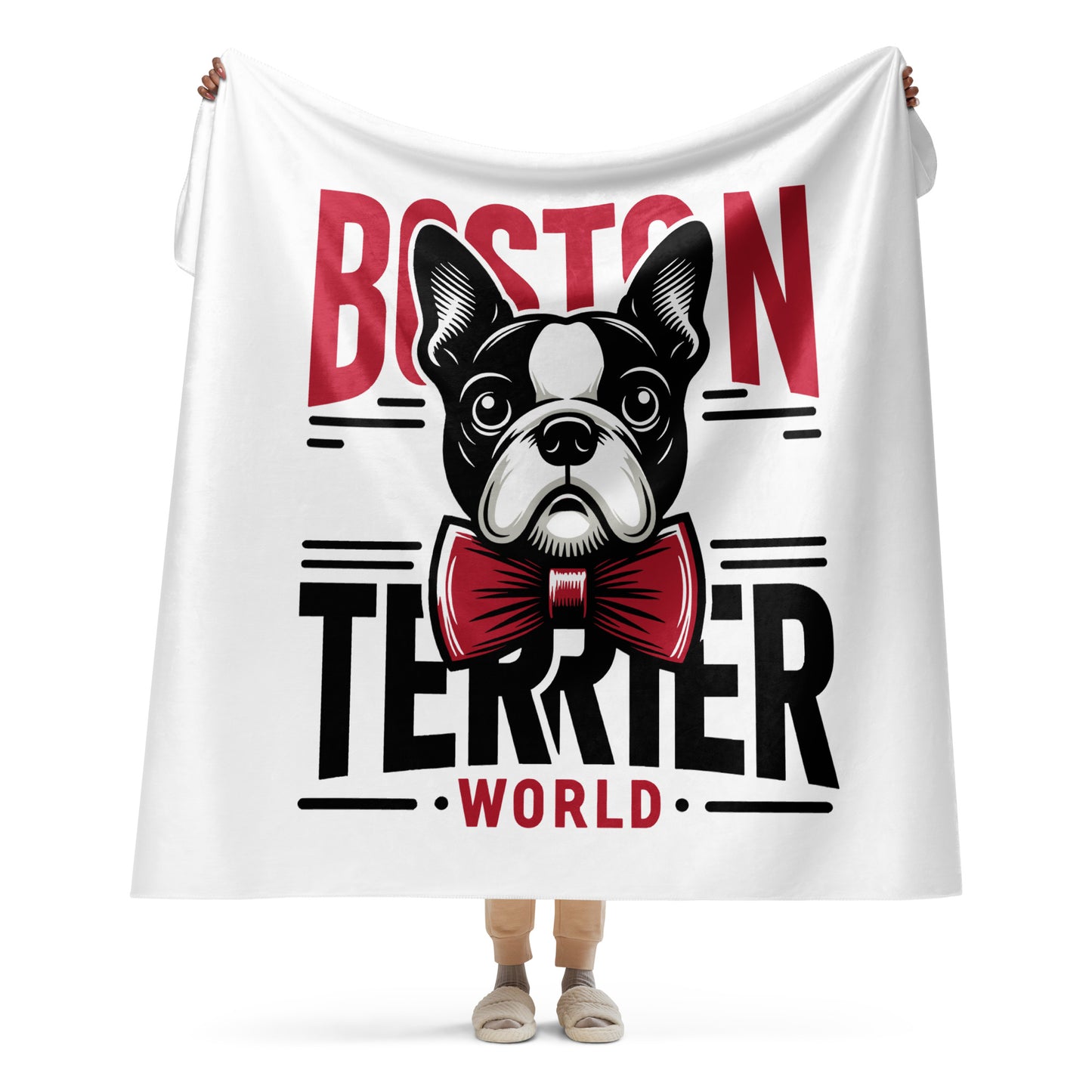 Boston Terrier World Sherpa Blanket