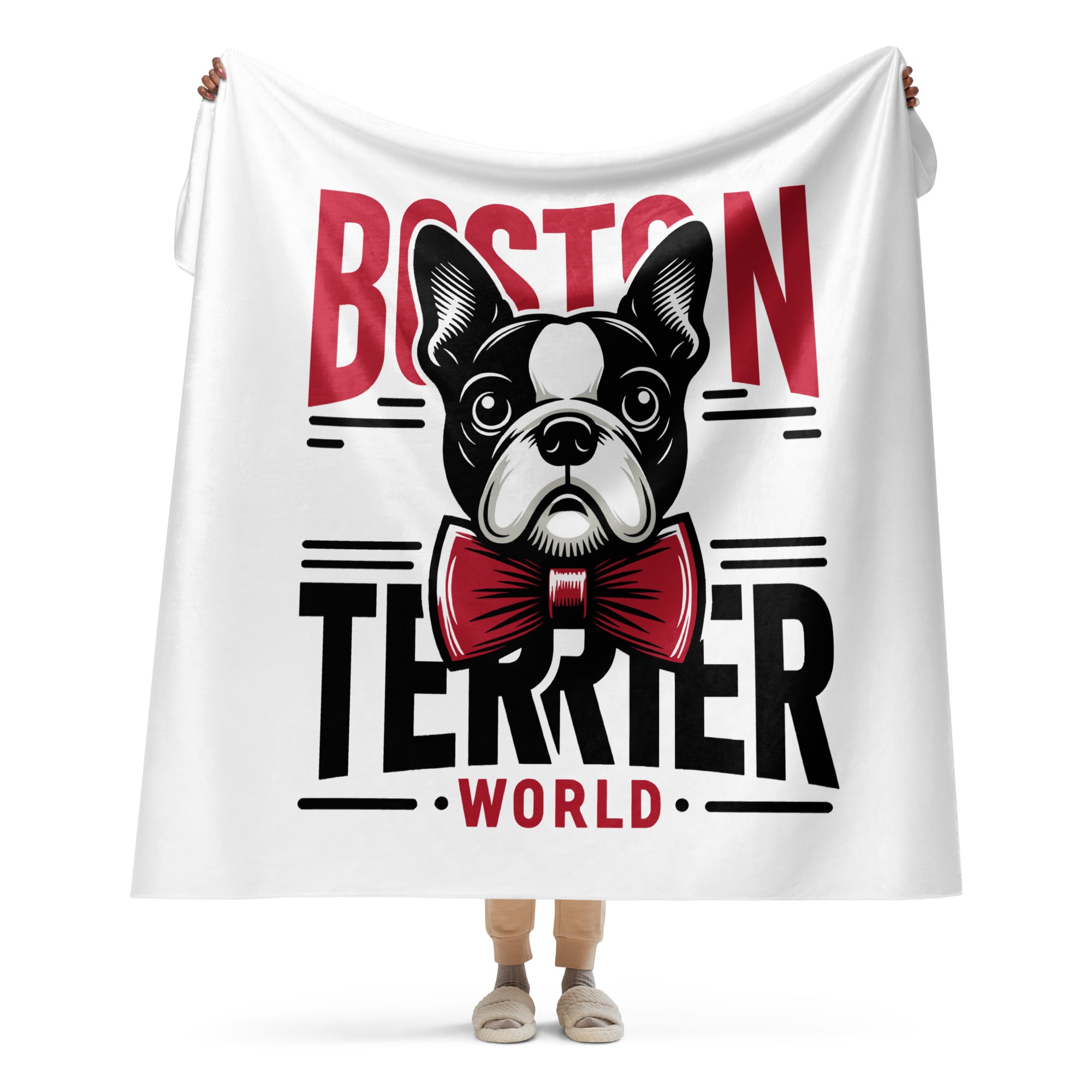 Boston Terrier World Sherpa Blanket