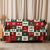 Boston Terrier Christmas Patchwork Sherpa Blanket
