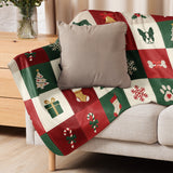 Boston Terrier Christmas Patchwork Sherpa Blanket