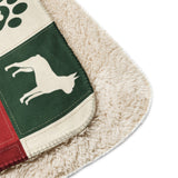 Boston Terrier Christmas Patchwork Sherpa Blanket