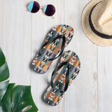 Pop Art Style Colored Boston Terriers Modern Tiles Pattern Unisex Flip Flops .