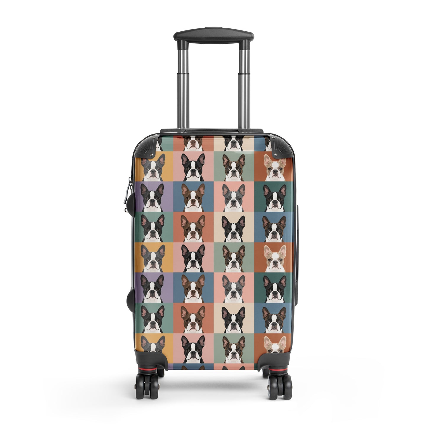 Pop Art Style Colored Boston Terriers Modern Tiles Pattern Dog Bowl Hard-shell Suitcase . Small