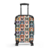 Pop Art Style Colored Boston Terriers Modern Tiles Pattern Dog Bowl Hard-shell Suitcase . Small