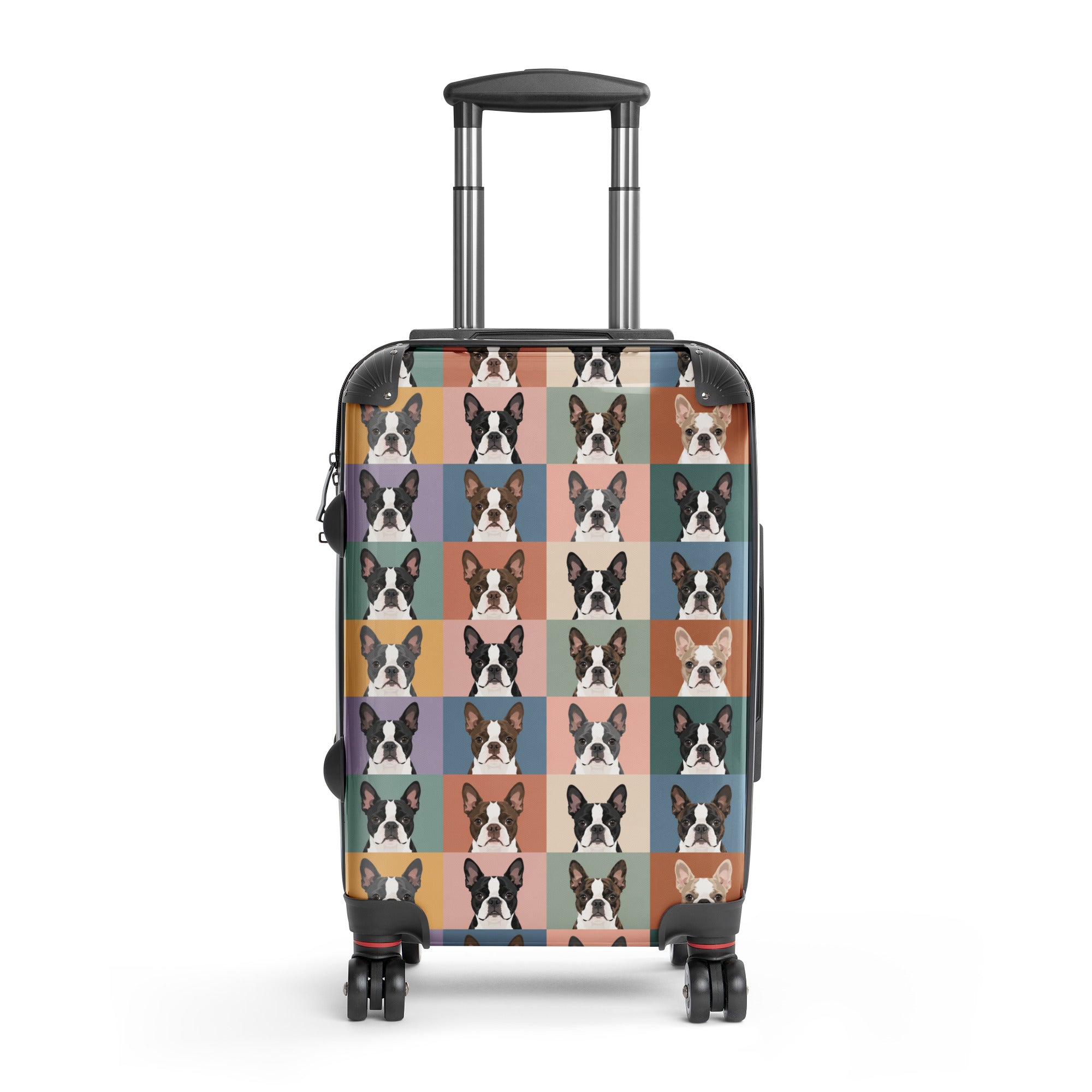 Pop Art Style Colored Boston Terriers Modern Tiles Pattern Dog Bowl Hard-shell Suitcase . Small