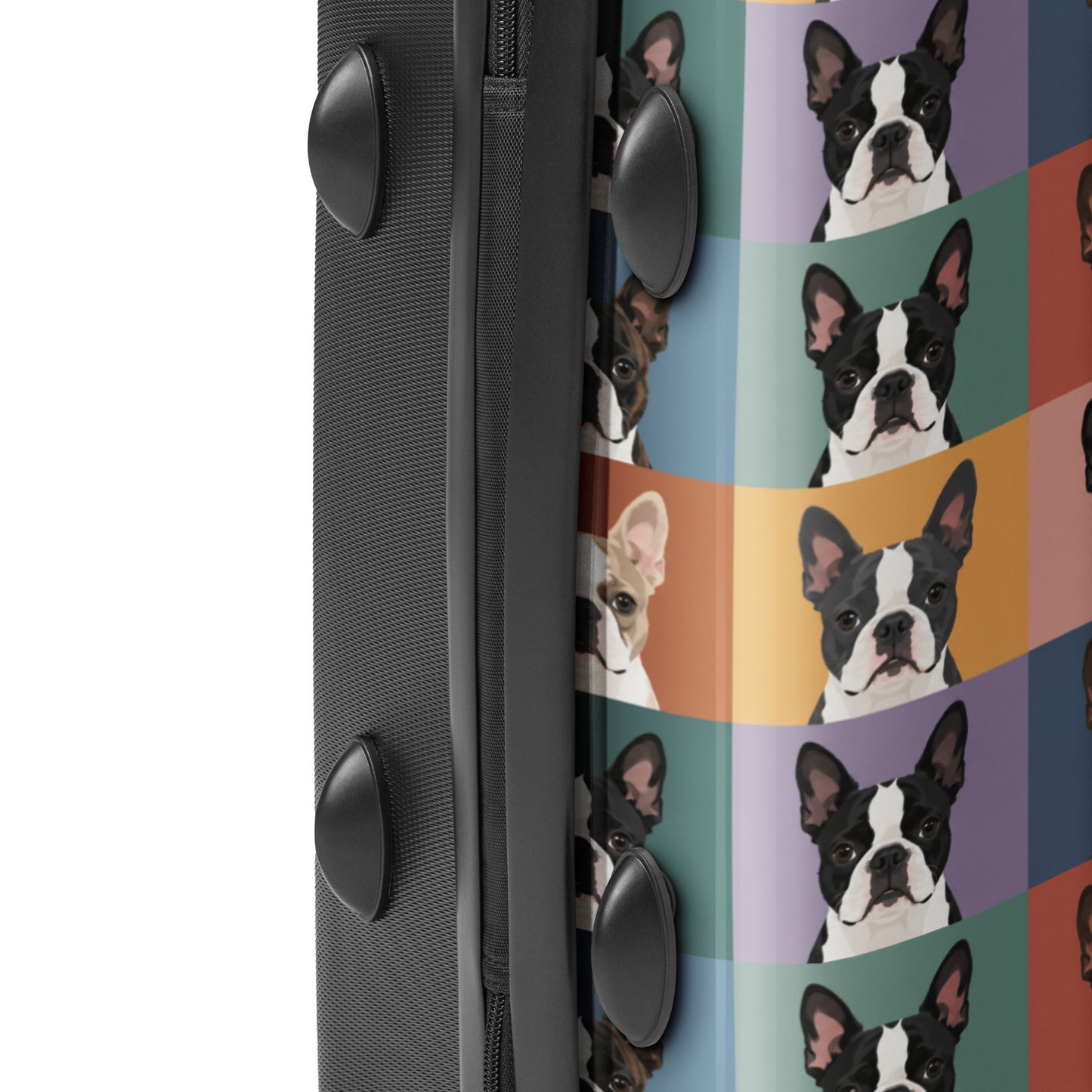Pop Art Style Colored Boston Terriers Modern Tiles Pattern Dog Bowl Hard-shell Suitcase .