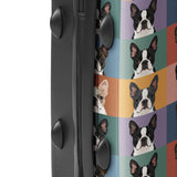 Pop Art Style Colored Boston Terriers Modern Tiles Pattern Dog Bowl Hard-shell Suitcase .