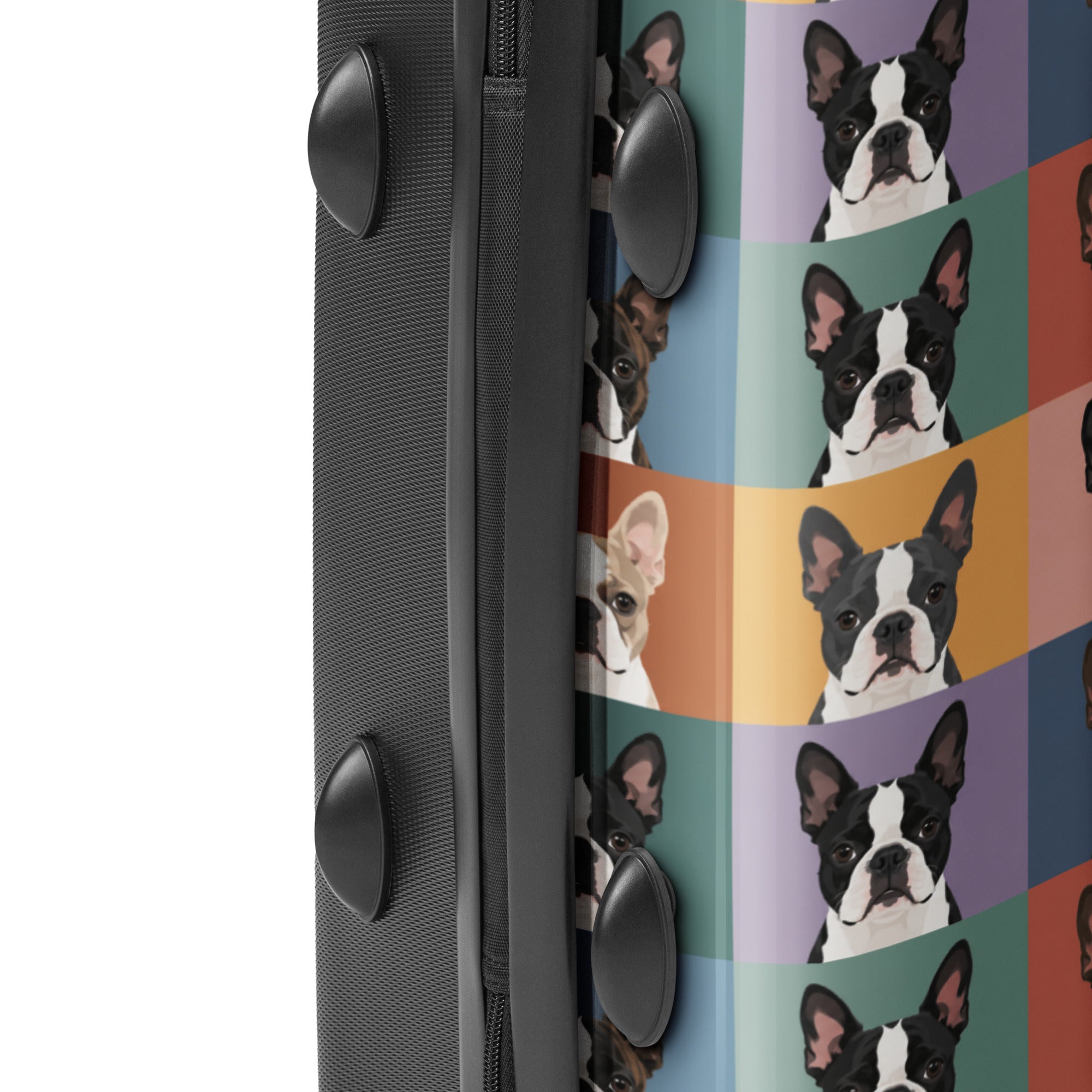 Pop Art Style Colored Boston Terriers Modern Tiles Pattern Dog Bowl Hard-shell Suitcase .