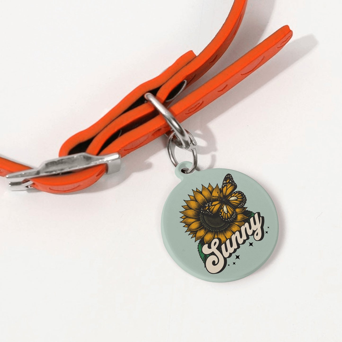 Sunflower and Butterfly Custom Laser Metal Alloy Dog ID Tag