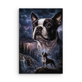 Storm Guardian – Majestic Boston Terrier Night Art Thin Canvas . 12″×18″