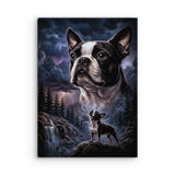 Storm Guardian – Majestic Boston Terrier Night Art Thin Canvas . 20″×28″