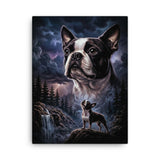 Storm Guardian – Majestic Boston Terrier Night Art Thin Canvas . 24″×32″