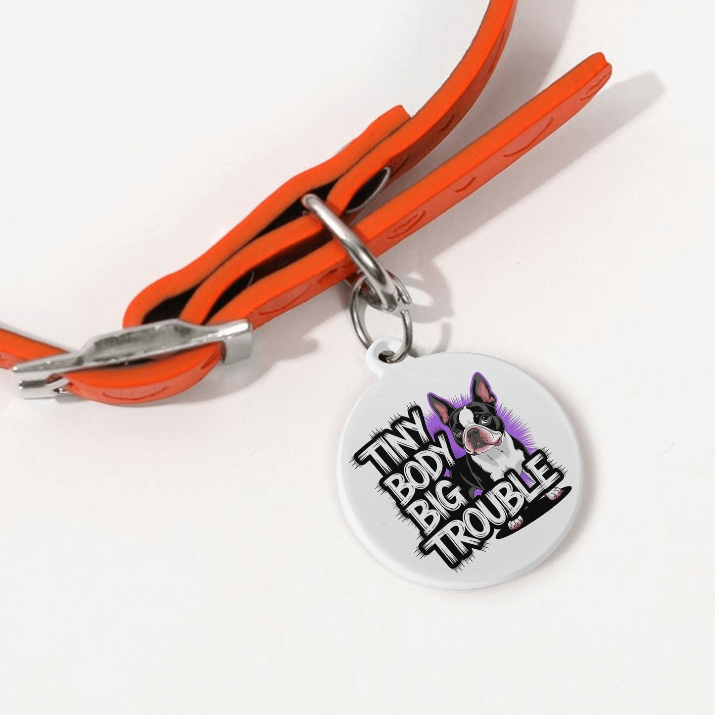Tiny Body Big Trouble Laser Metal Alloy Dog ID Tag