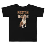 Brown Boston Terrier Dog Toddler Short Sleeve Tee . Black