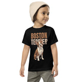 Brown Boston Terrier Dog Toddler Short Sleeve Tee .