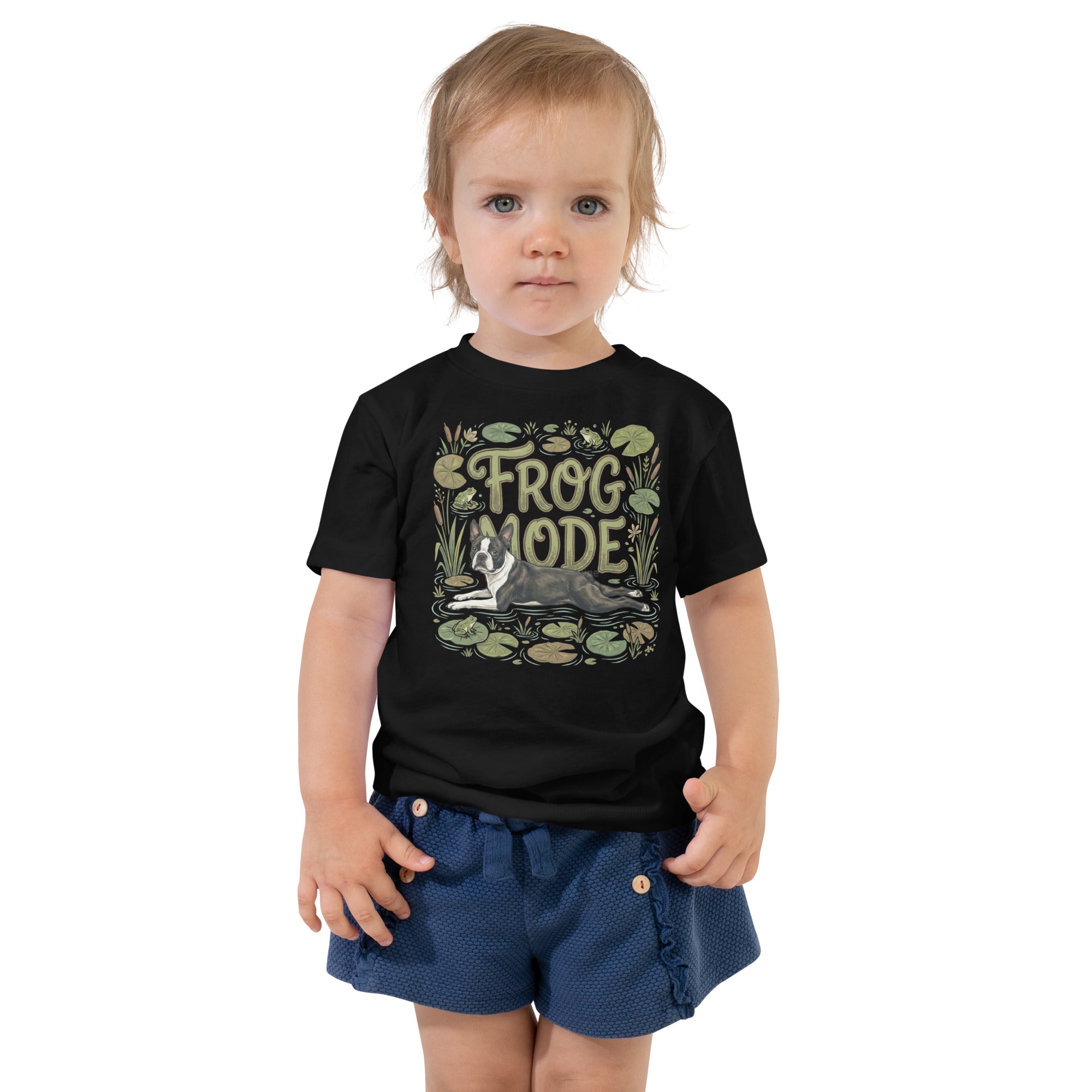 Frog Mode Boston Terrier Dog Frog Legs Toddler Short Sleeve Tee .