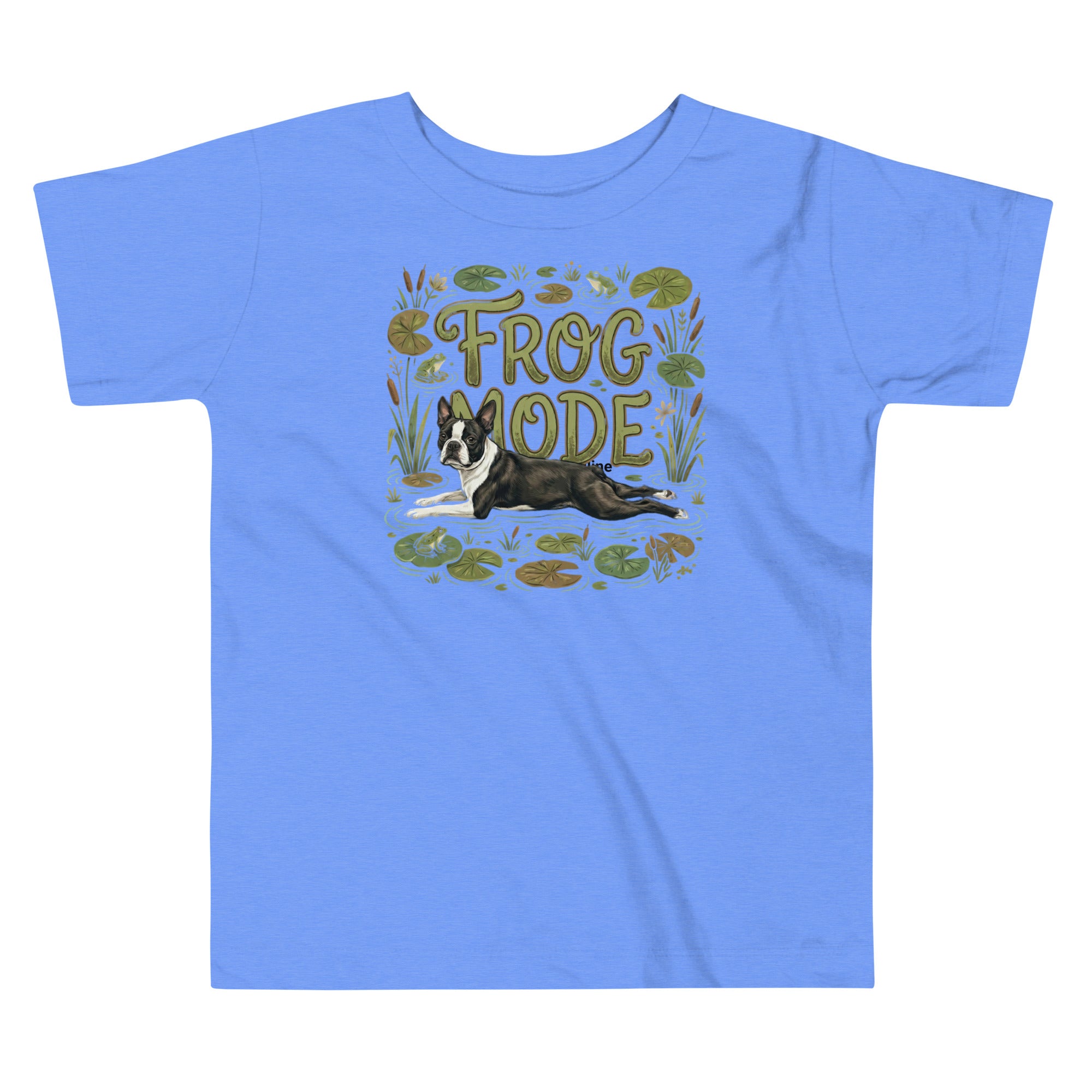 Frog Mode Boston Terrier Dog Frog Legs Toddler Short Sleeve Tee . Heather Columbia Blue