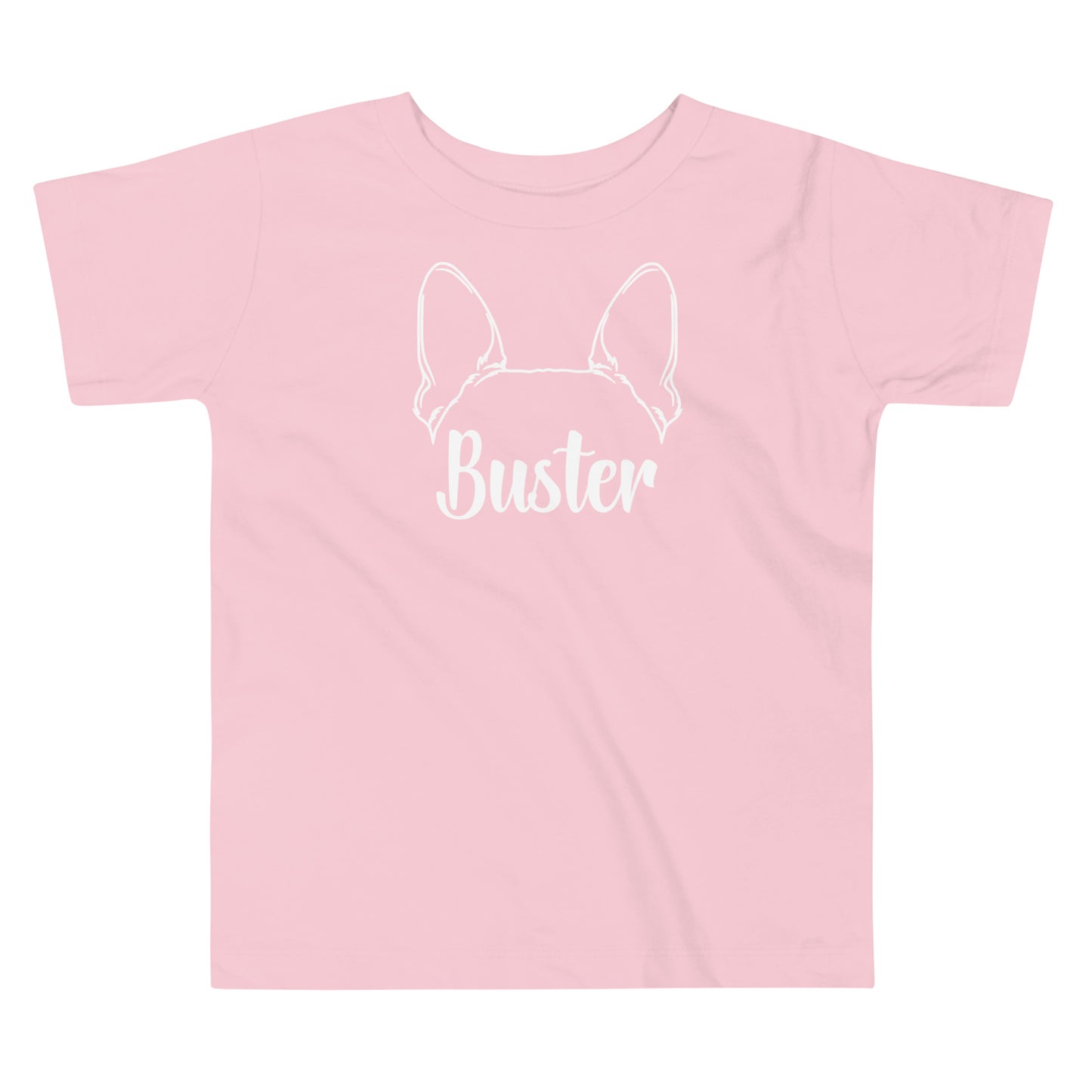 Big Ears With Boston Terrier Name - Personalized Toddler Short Sleeve Tee . Pink