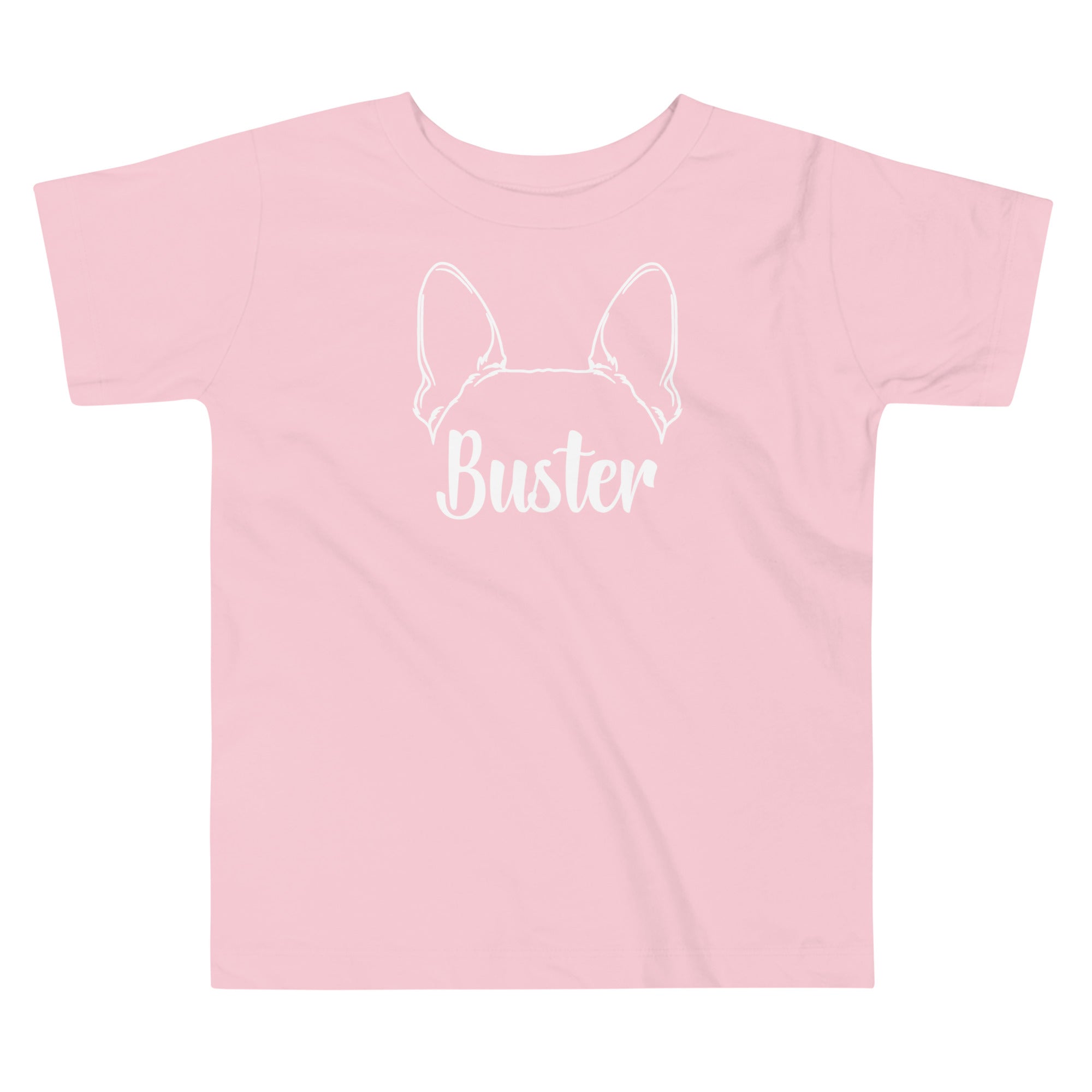 Big Ears With Boston Terrier Name - Personalized Toddler Short Sleeve Tee . Pink