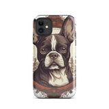 Vintage-Inspired Red Brown Boston Terrier Tough Case for iPhone . Glossy iPhone 11