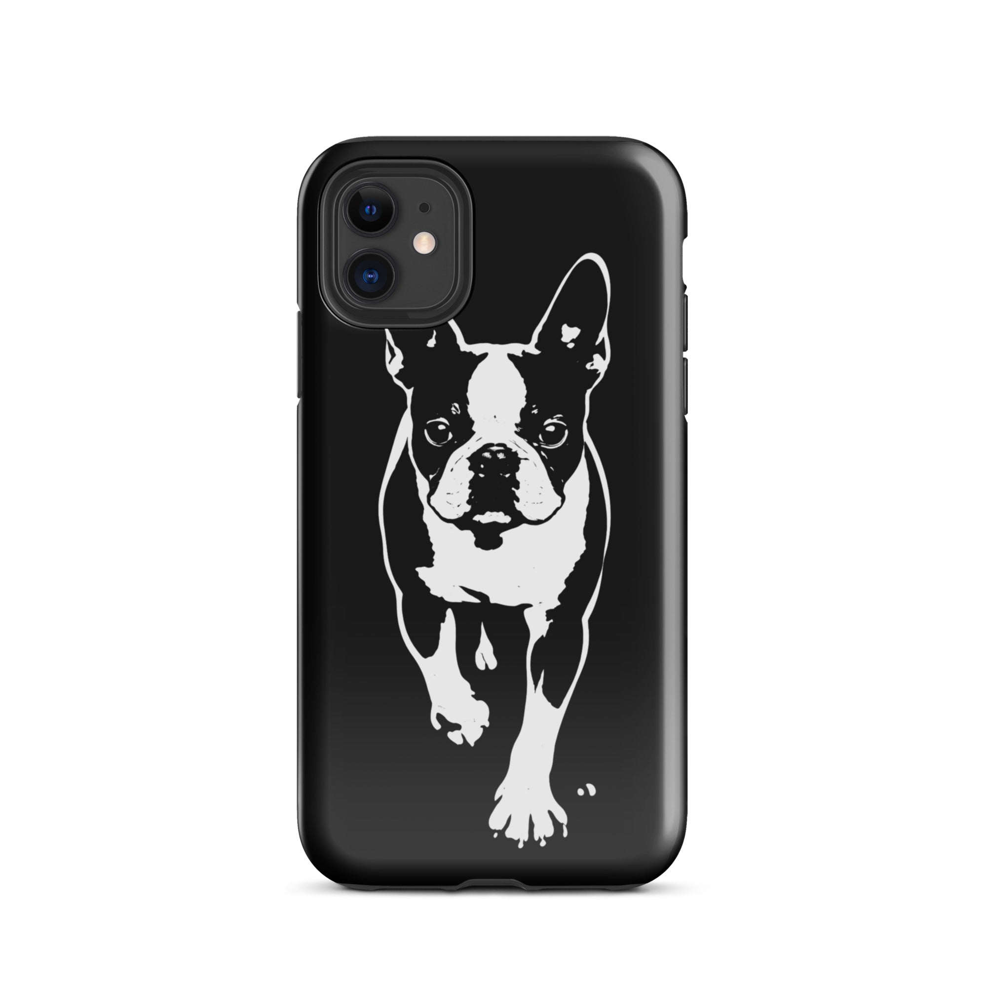 Boston Terrier Stencil Graphic – Minimalist Dog Lover Tough Case for iPhone . Glossy iPhone 11