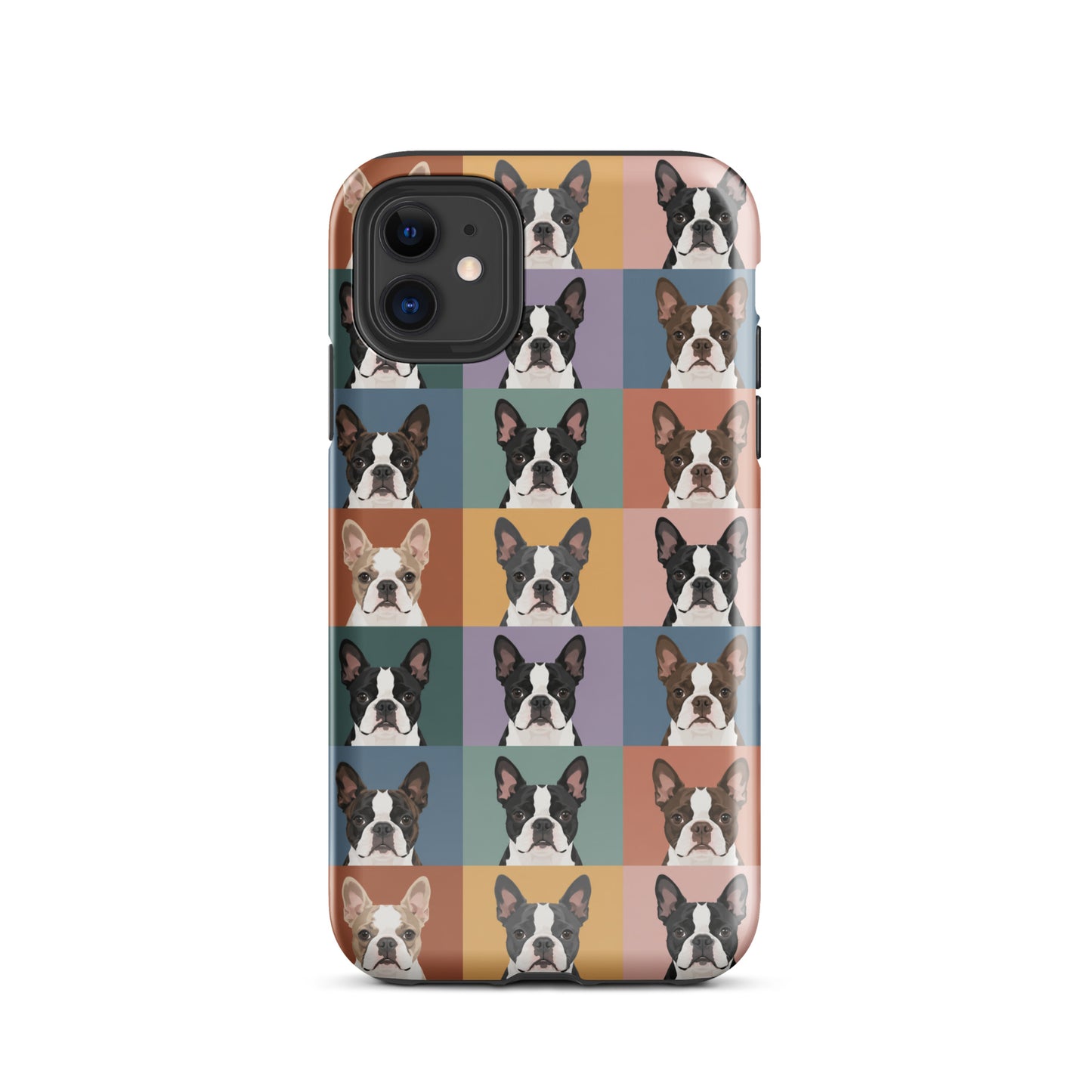 Pop Art Style Colored Boston Terriers Modern Tiles Pattern Tough Case for iPhone .