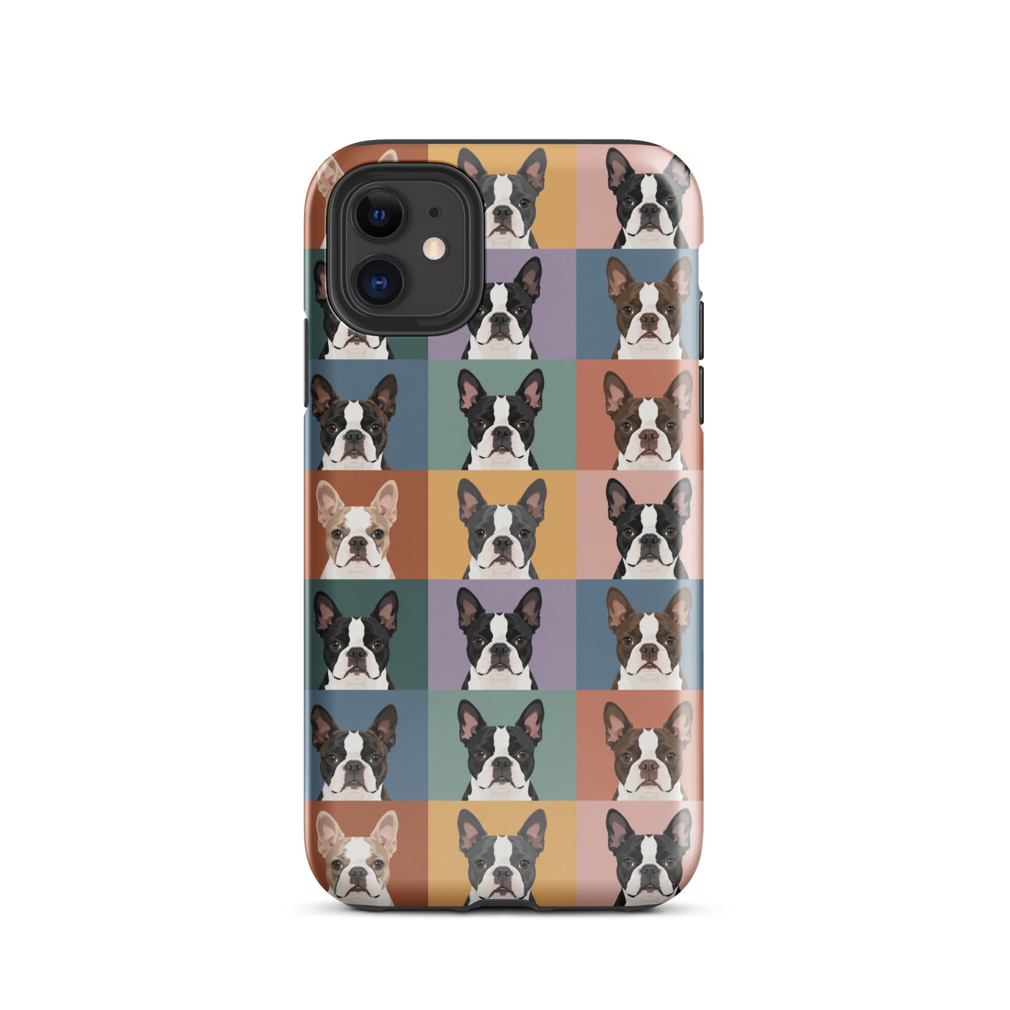 Pop Art Style Colored Boston Terriers Modern Tiles Pattern Tough Case for iPhone .