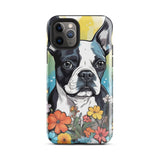 Boston Terrier Surrounded By Flowers Tough Case for iPhone