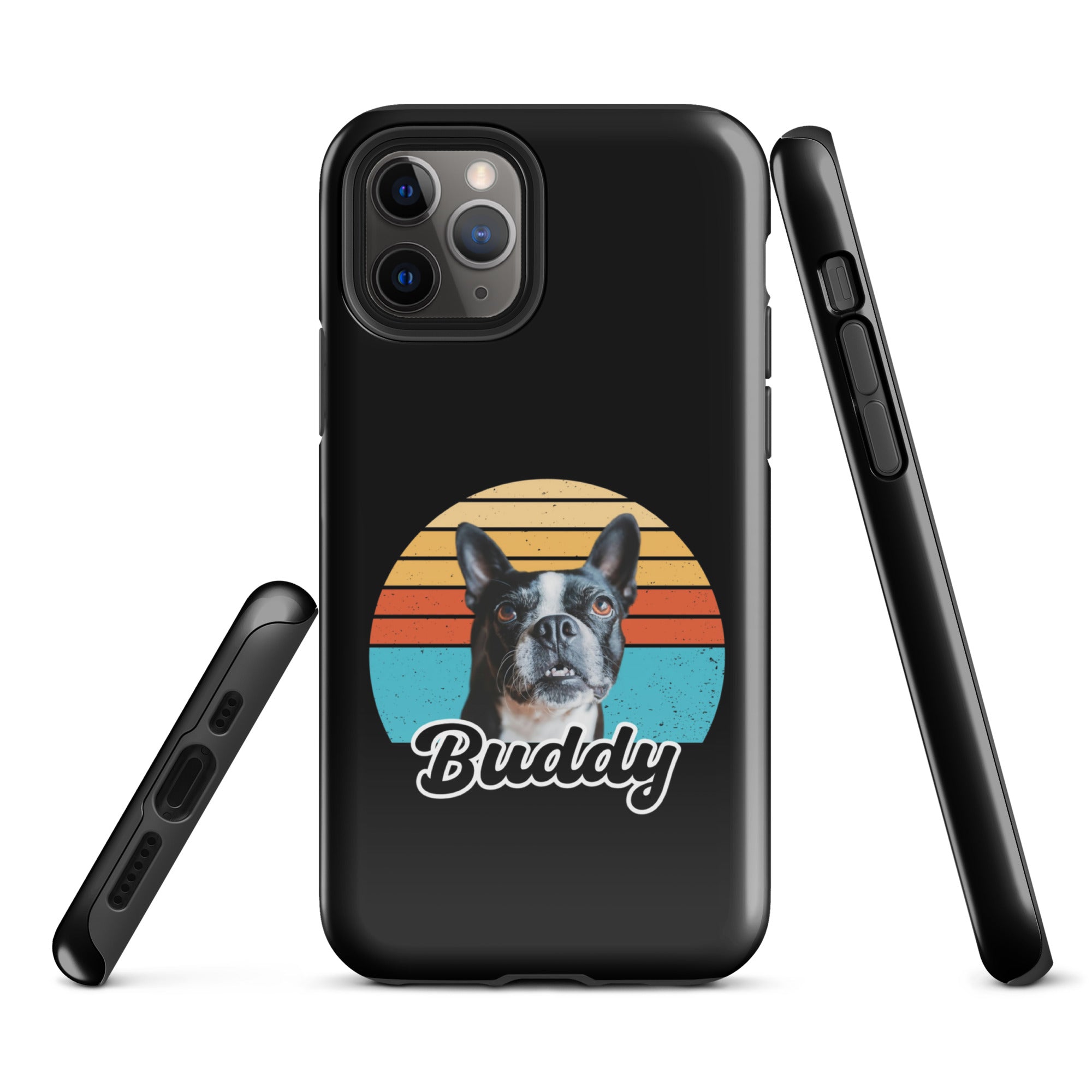 Custom Dog Sunset Vintage Retro Style Tough Case for iPhone . Glossy iPhone 11 Pro