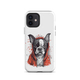 Boston Terrier in a Red Hoodie on Tough Case for iPhone
