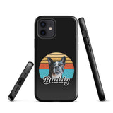 Custom Dog Sunset Vintage Retro Style Tough Case for iPhone . Glossy iPhone 12