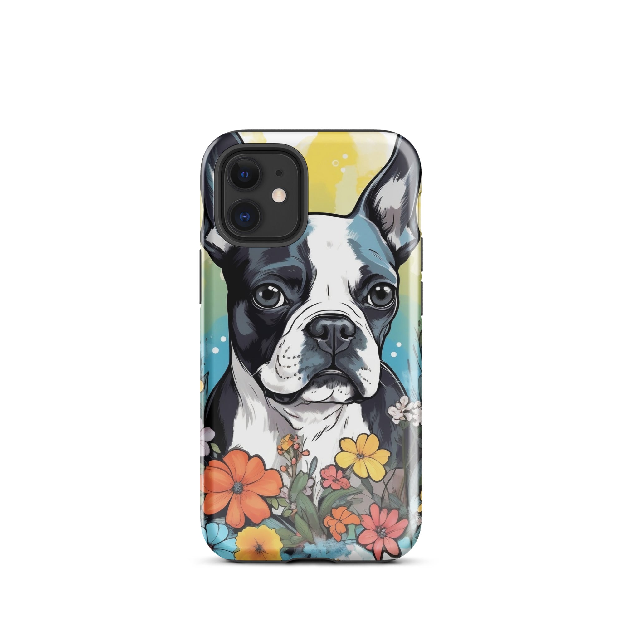 Boston Terrier Surrounded By Flowers Tough Case for iPhone
