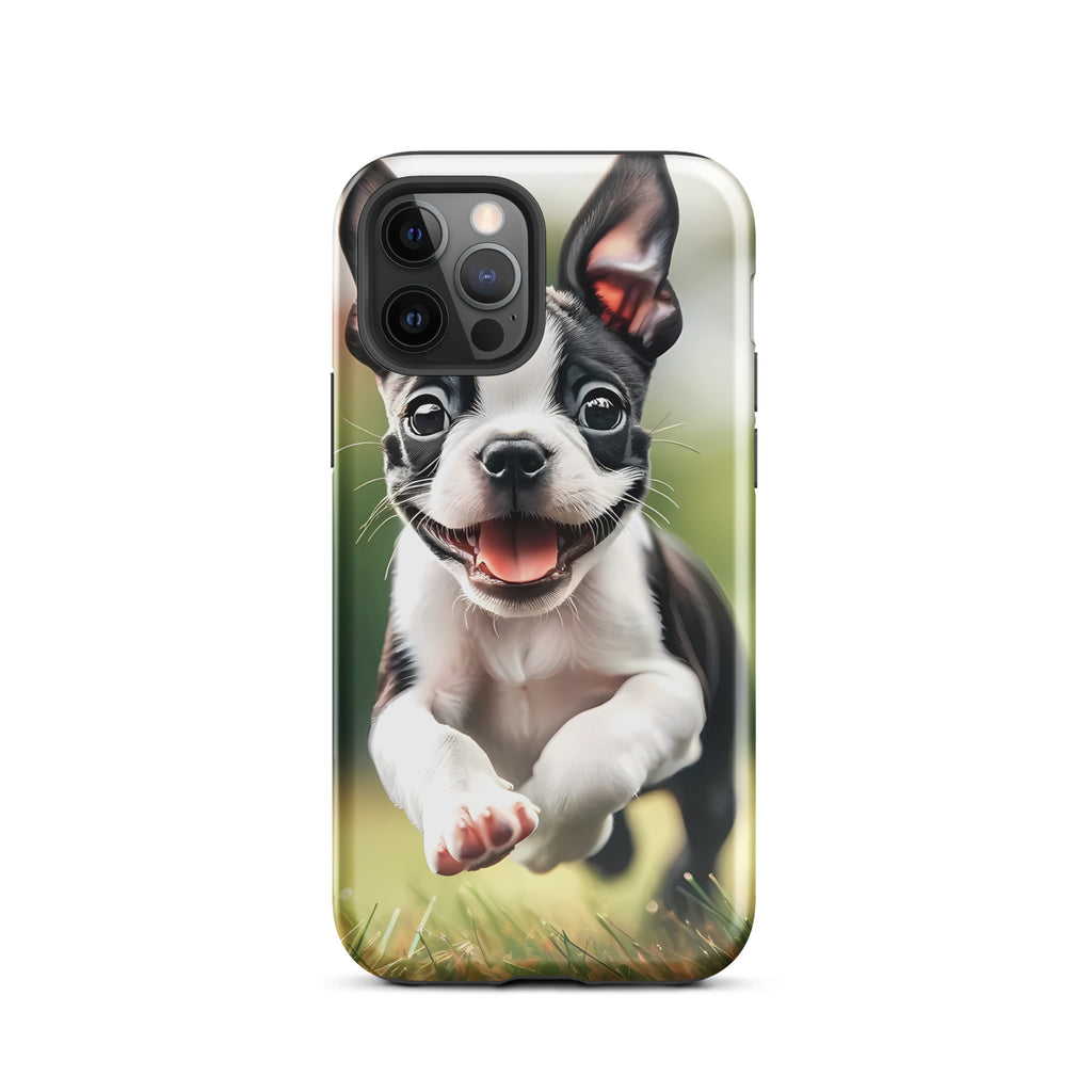 Playful Boston Terrier Puppy Tough Case for iPhone