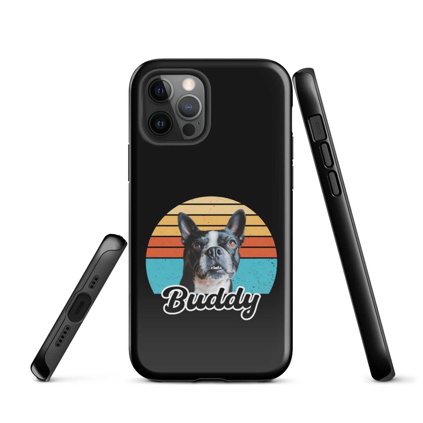 Custom Dog Sunset Vintage Retro Style Tough Case for iPhone . Glossy iPhone 12 Pro