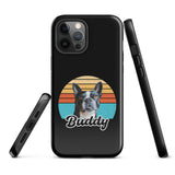 Custom Dog Sunset Vintage Retro Style Tough Case for iPhone . Glossy iPhone 12 Pro Max