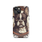 Vintage-Inspired Red Brown Boston Terrier Tough Case for iPhone . Glossy iPhone 13
