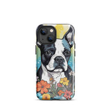 Boston Terrier Surrounded By Flowers Tough Case for iPhone