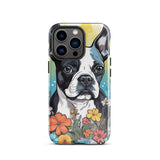 Boston Terrier Surrounded By Flowers Tough Case for iPhone