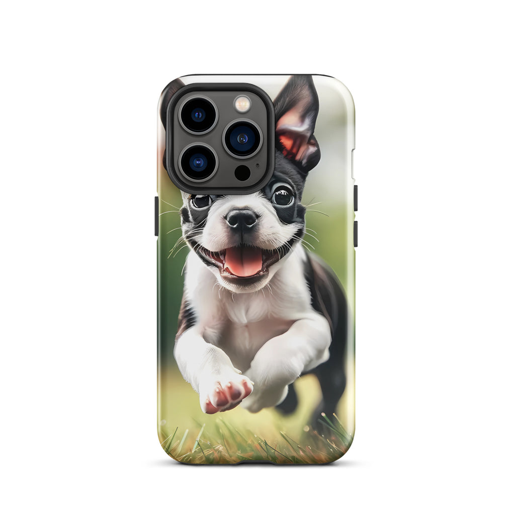 Playful Boston Terrier Puppy Tough Case for iPhone