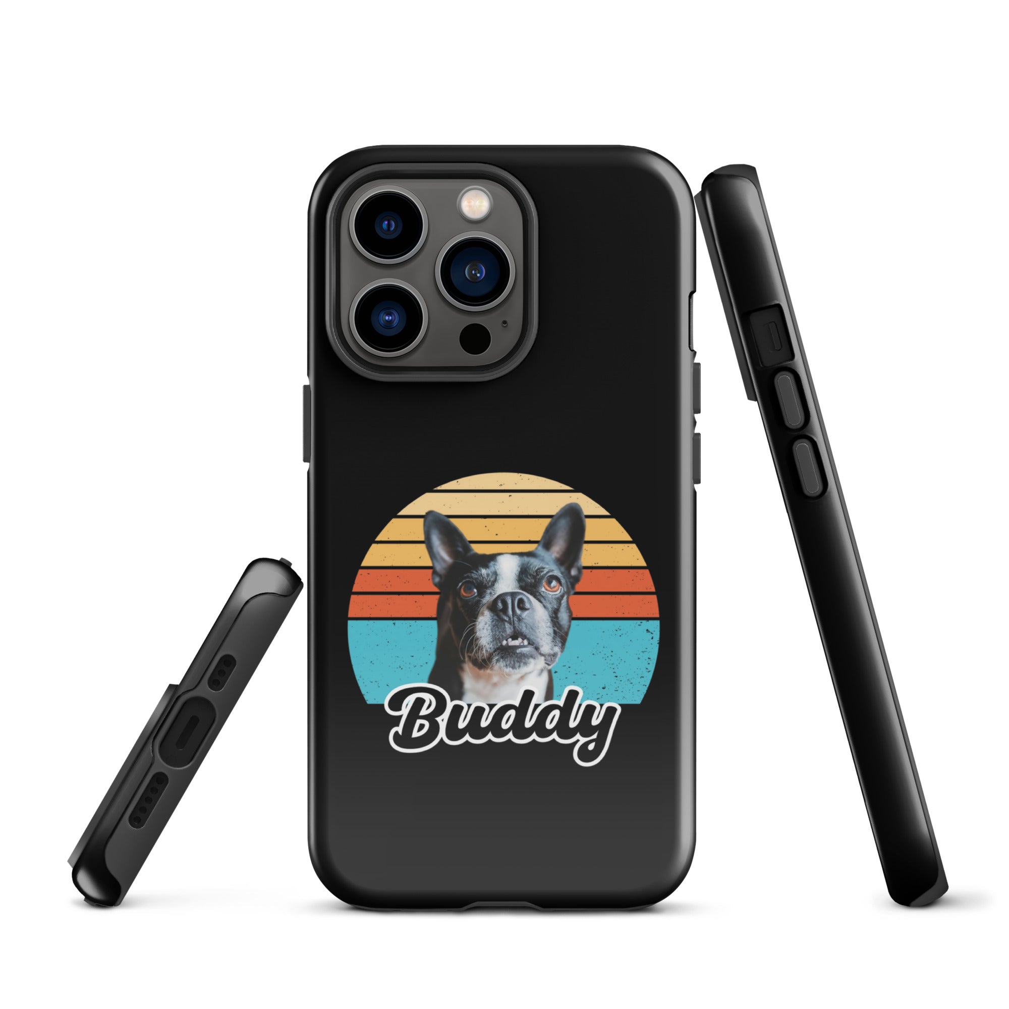 Custom Dog Sunset Vintage Retro Style Tough Case for iPhone . Glossy iPhone 13 Pro