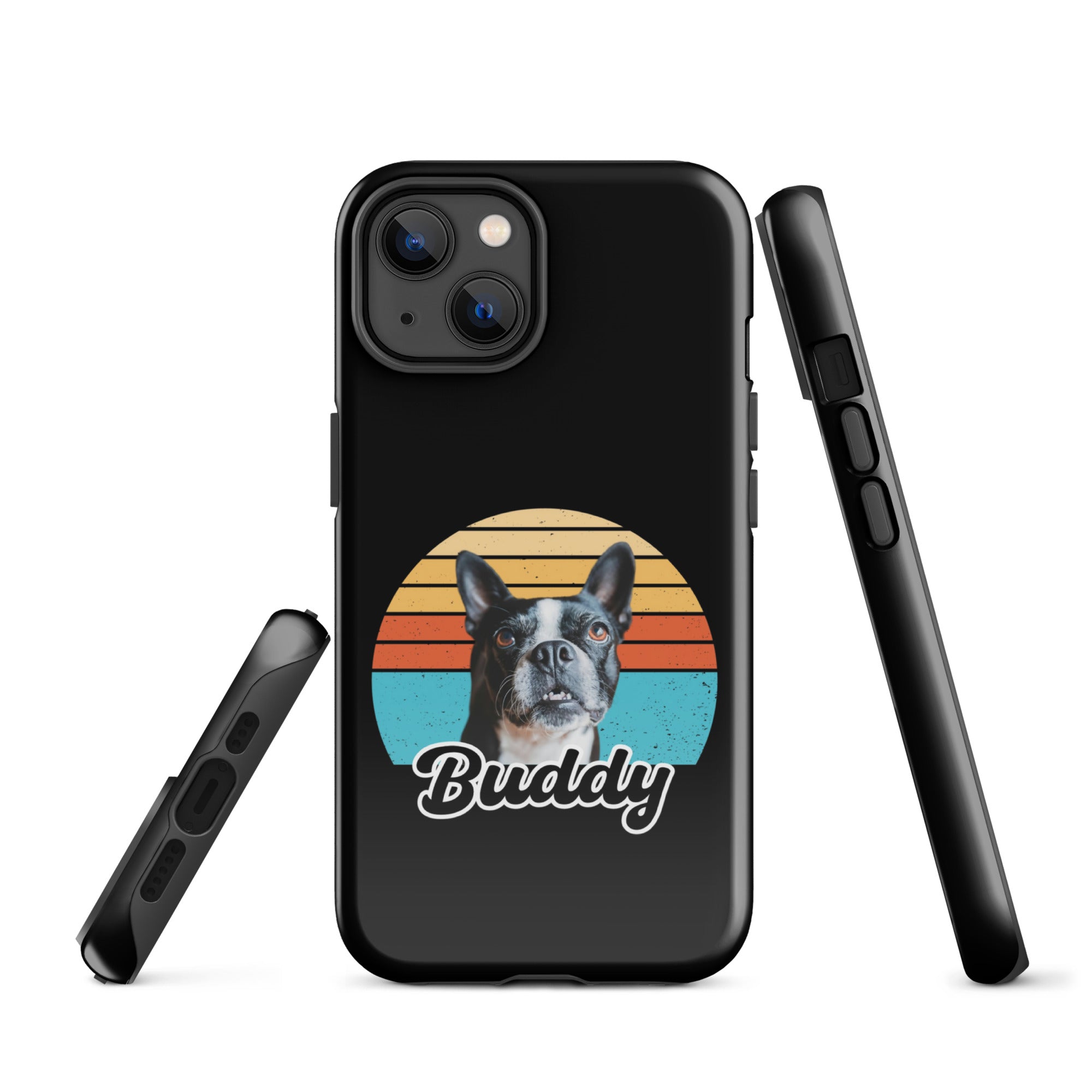 Custom Dog Sunset Vintage Retro Style Tough Case for iPhone . Glossy iPhone 14