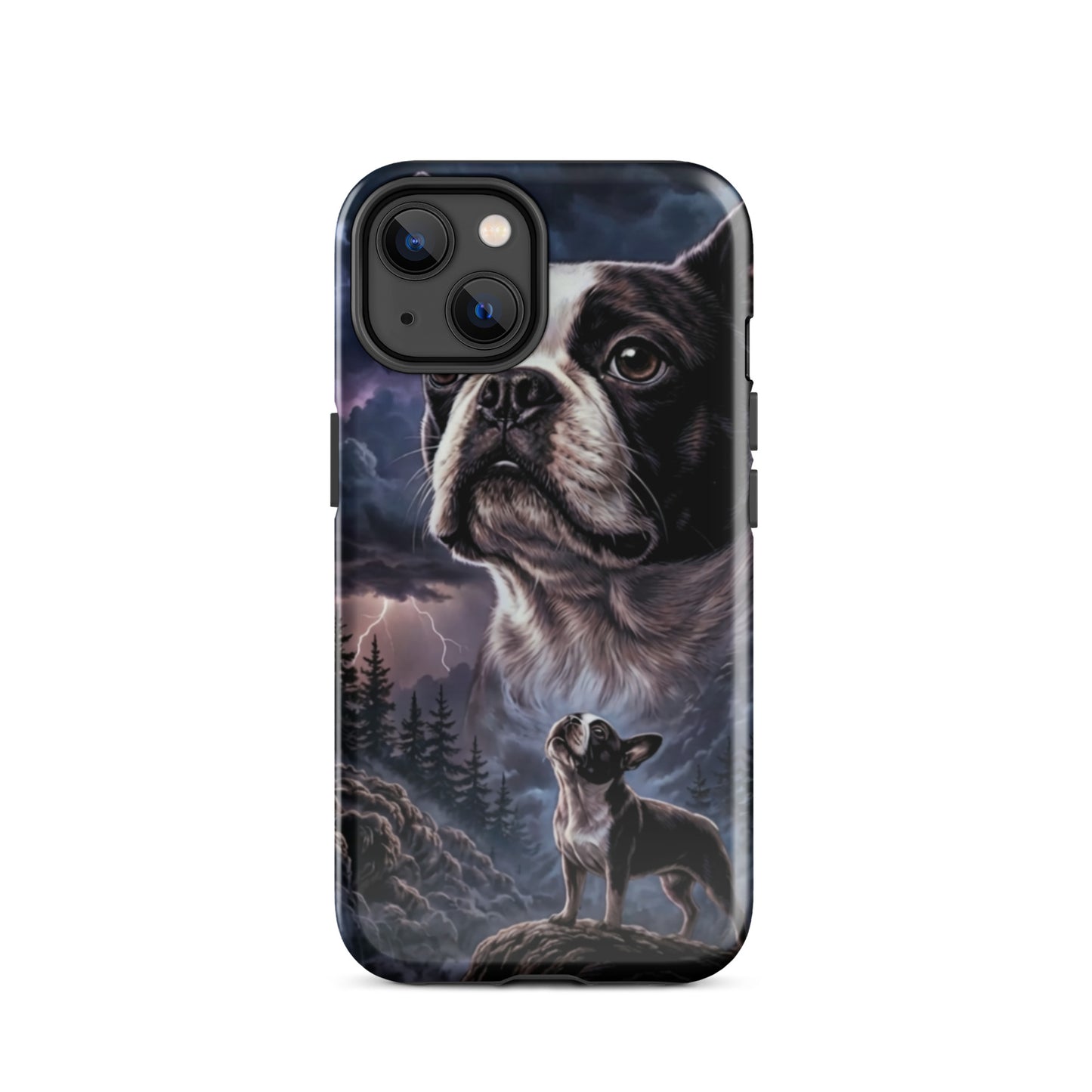 Storm Guardian – Majestic Boston Terrier Night Art Tough Case for iPhone . Glossy iPhone 14
