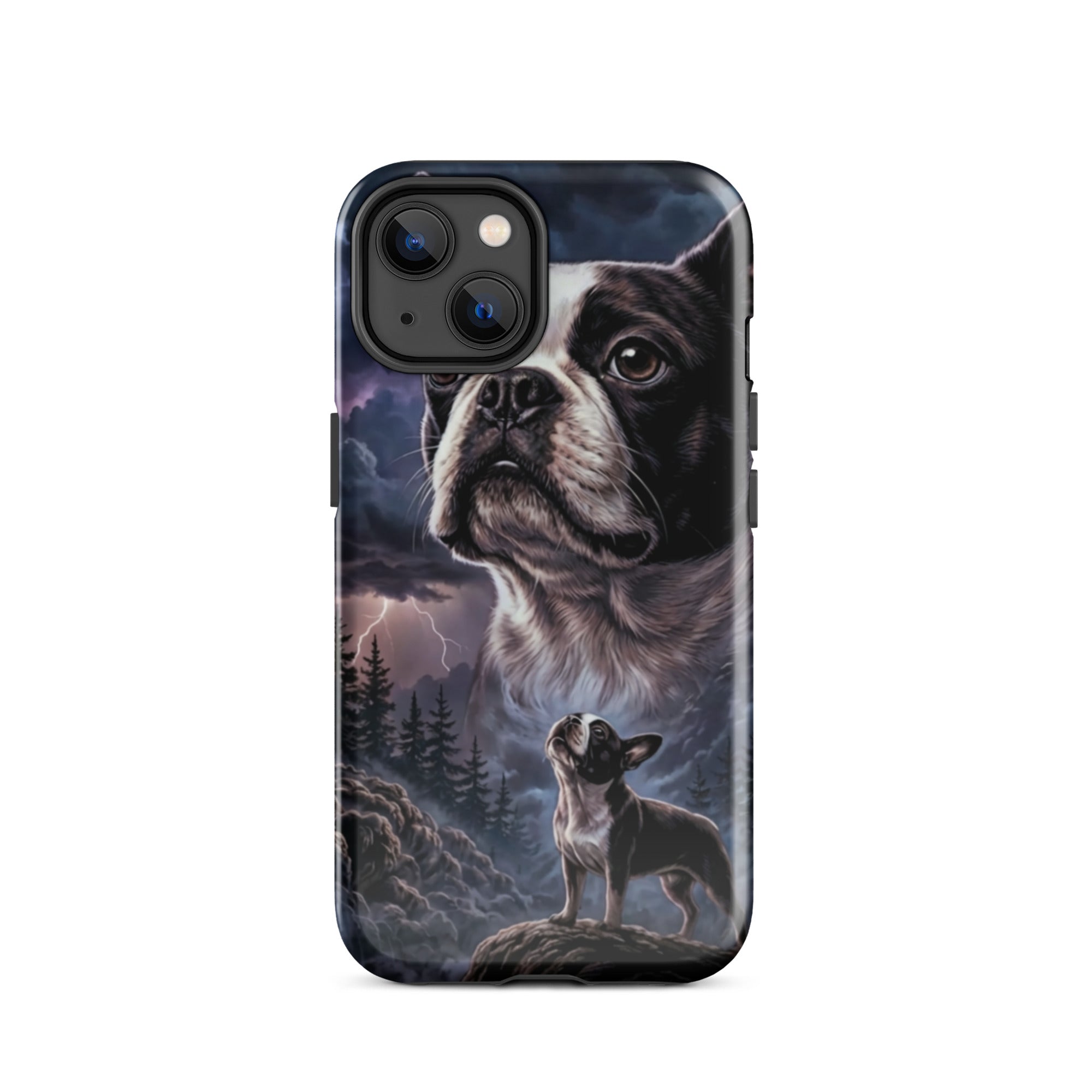 Storm Guardian – Majestic Boston Terrier Night Art Tough Case for iPhone . Glossy iPhone 14