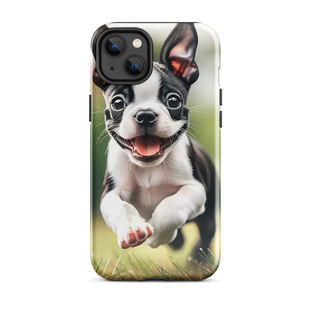 Playful Boston Terrier Puppy Tough Case for iPhone