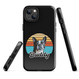 Custom Dog Sunset Vintage Retro Style Tough Case for iPhone . Glossy iPhone 14 Plus