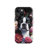 Floral Boston Terrier Dog Tough Case for iPhone